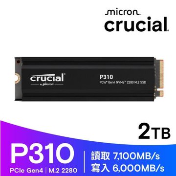 美光 Micron Crucial P310 2TB 含散熱片 PCIe NVMe M.2 SSD CT2000P310SSD5