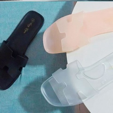 2025新款外穿不臭腳透明高檔水晶拖鞋女室外老式拖鞋全新料不吸水