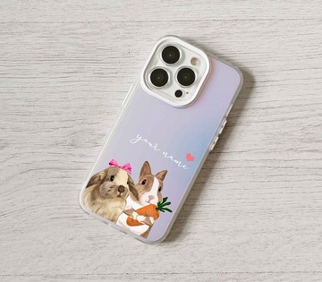 免費訂製名字炫彩兔子全包手機殼iphone 16 pro max 15 plus