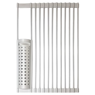 好物良品 矽膠可折疊收納洗碗槽瀝水置物架 灰色 矽膠+不鏽鋼  52 x 32 x 0.6cm  1個