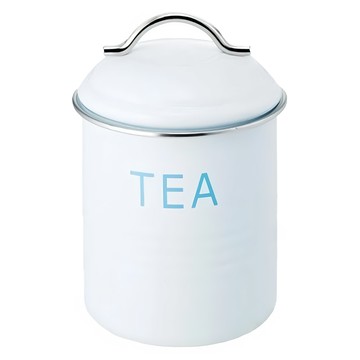 SALUS 佐藤金屬 復古收納罐TEA 白色  1個