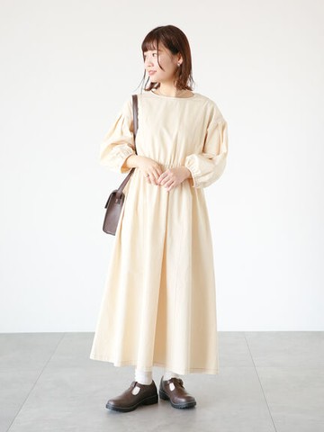 配色縫線設計圓領收腰七分袖洋裝(FF32L0H0180) - ehka sopo