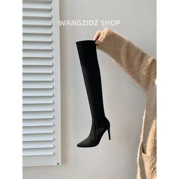 過膝長靴女瘦瘦彈力靴子新款秋冬季高筒靴子細跟高跟鞋尖頭長筒靴