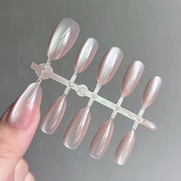 🎀台灣出貨🎀裸色電鍍貓眼極光穿戴可拆卸新款顯白成品高級手工ins美甲貼片
