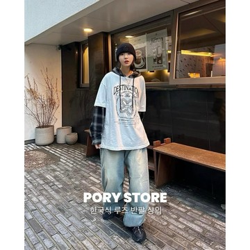 【PORY STORE】 韓國 DESTINATION 2色 落肩 寬鬆版型 親膚 短袖 短t 韓國男裝 男生短袖