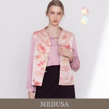 現貨【MEDUSA 曼度莎】新中式柔光緹花背心棉襖 - 2色（M-XL）｜鋪棉背心 保暖背心