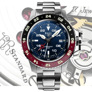 BALL波爾 B2_Engineer GMT 微型氣燈 兩地時間 專利錶冠機械錶-藍42mm(DG2018C-S3C-BE)