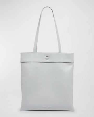 Split Double-Compartment Leather Tote Bag