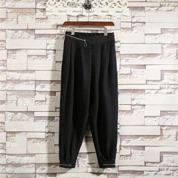 機能痞帥魔術貼拉鏈哈倫褲工裝