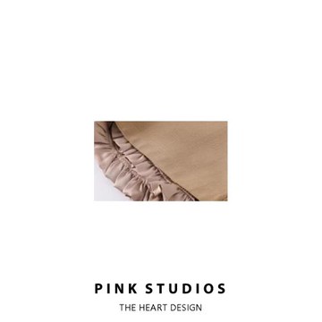 卡其色西裝短褲女春夏復古木耳邊假兩件高腰顯瘦打底外穿辣妹裙褲