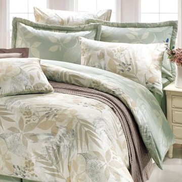 鴻宇 100%美國精梳棉 西瑞爾 綠 雙人七件式兩用被床罩組