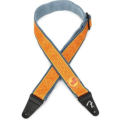 フェンダーGeorge Harrison Dark Horse Floral Guitar Strap, 2in,Orange