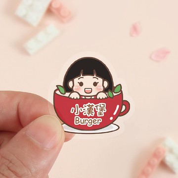 【正版原創】透明感 防水姓名貼-茶杯女孩/50入-大小貼透N款