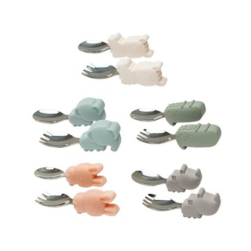 Loulou Lollipop 動物造型 304不鏽鋼學習訓練叉匙組-多款可選