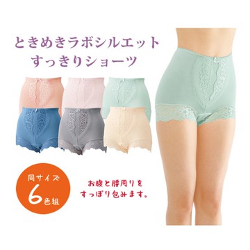 女用高腰蕾絲輕尿失禁褲 30cc（6色裝）M / L  日本渡嘉毛織