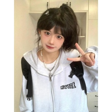 已售9642件💖赤道少女 美式復古 拉鏈外套 衛衣 連帽衛衣 女 開衫 簡約 潮流 ins風 oversize 刷毛