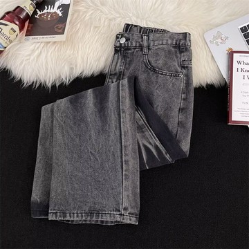 菸灰色牛仔褲男 百搭褲子男 春季男款男褲直筒寬鬆黑灰色水洗牛仔