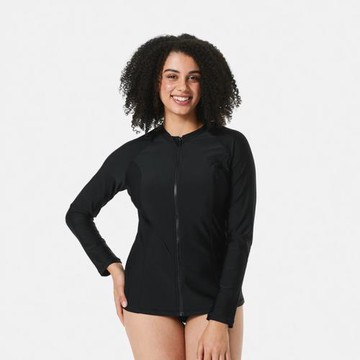 出口外單女士沖浪服上衣遮陽防曬度假成人長袖泳裝帶胸墊拉鏈泳衣