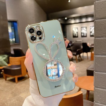 倚樓 輕奢皇冠耳朵補妝鏡支架適用蘋果12手機殼iphone11直邊12pro max電鍍x軟硅膠xs全包xr女8plus潮7保護套6