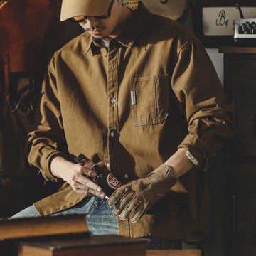 美式經典復古工裝襯衫男長袖春季2026年新款寬松襯衣夾克春秋外套