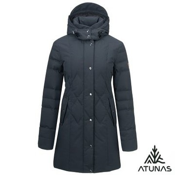 【ATUNAS 歐都納】女款HEAT CORE蓄熱中長版羽絨外套A1GA2532W藍黑/保暖羽絨/保暖/抗潑水/中長版/都會休閒