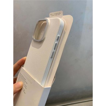 高級感大孔金屬鏡框16pro適用蘋果15手機殼荔枝紋iphone14promax全包防摔15pro新款15plus輕奢13女生12硬殼