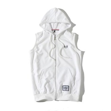 無袖連帽衛衣男馬甲T恤坎肩背心坎袖衛衣帶帽夏裝薄款男裝外套t桖