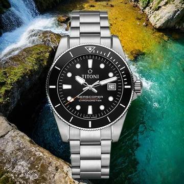 TITONI 梅花錶 SEASCOPER 海洋探索 天文台認證陶瓷圈機械錶 1212購物節 送禮推薦 83300 S-BK-702