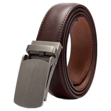本革職人 男款 時尚商務網點造型金屬扣頭 自動扣真皮皮帶  115cm  深咖啡