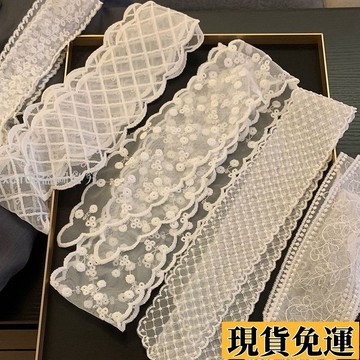 🚚臺灣限時低價🚚 韓國ins白色蕾絲飄帶女春季高級感氣質長條絲巾百搭圍巾頸帶裝飾