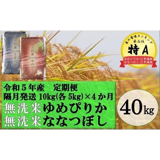 ふるさと納税 北海道 秩父別町 令和5年産 無洗米ななつぼし＆無洗米ゆめぴりか定期便40kg(隔月10kg(各5kg)×4か月)