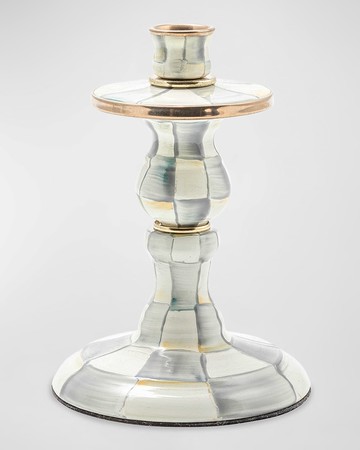 Sterling Check Enamel Candlestick