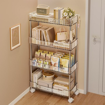 APP下單享點數9% 書架小推車置物架落地可移動帶輪零食收納儲物架桌下邊書桌旁書柜