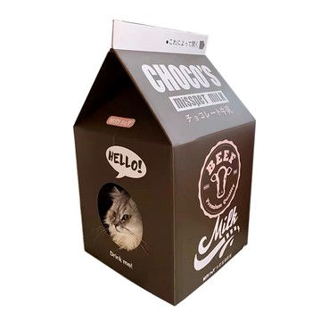 MISSPET 牛奶盒 貓抓屋 貓玩具  32 x 32.5 x 55cm  棕色  1個