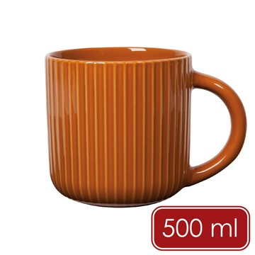 DANICA 加拿大 Heirloom豎紋石陶馬克杯(復古橘500ml) / 水杯 咖啡杯 拿鐵杯 可機洗 洗碗機可洗