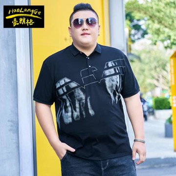 輕奢男裝加肥加大碼短袖翻領polo衫特大號寬松半袖純色t恤上衣6XL