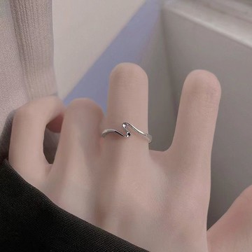 免運🔥925銀色比翼雙飛戒指女簡約冷淡風ins潮開口素圈指環小衆設計高級銀飾 戒指 開口戒指 女生戒指 單身戒指 尾戒