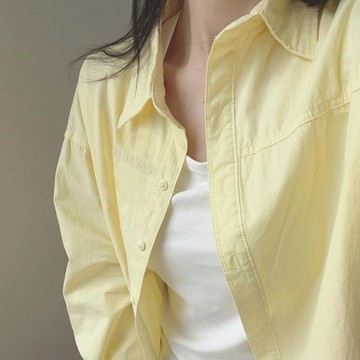 【臺灣出貨】 長袖襯衫女 夏季奶黃色長袖襯衫女夏季2026新款寬鬆顯瘦慵懶風上衣法式小個子襯衣 4WH MA