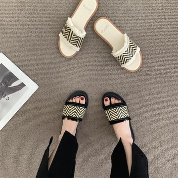 森系波西米亞度假涼拖拖鞋女夏外穿設計感小眾平底鞋秋冬女鞋子