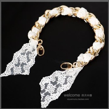 2.7CM切邊黑色 白色蕾絲鋁鏈金屬包帶提手包包鏈條配件帶包帶包鏈