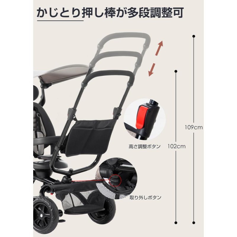 子供用三輪車 折りたたみ 三輪車 手押し棒 バイク かじとり 1歳 2歳 3