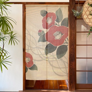 【預訂】日本製 麻質風線椿門簾