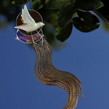 【形影不離】新中式陶瓷小鳥亞克力長款流蘇胸針