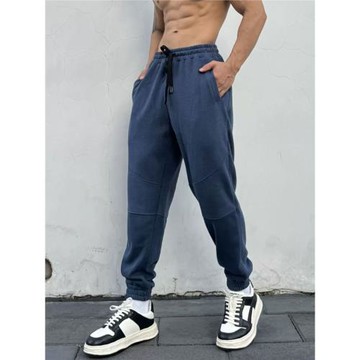 新款休閑美式運動衛褲男式寬松束腳長褲立體拼接健身跑步訓練褲子