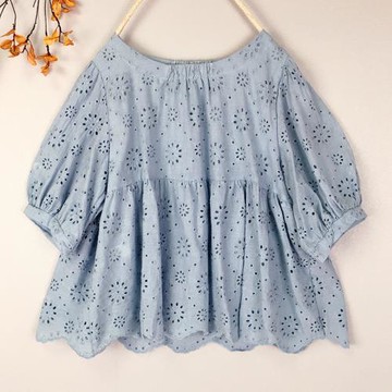 溫柔風鏤空刺繡短袖襯衫娃娃衫小個子日系韓版泡泡袖清新甜美上衣