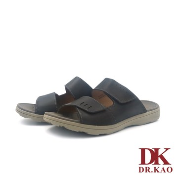 【DK 氣墊鞋】舒適真皮寬帶男涼拖鞋 74-5400-64 深灰