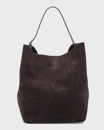 Belted Tote Bag in Suede