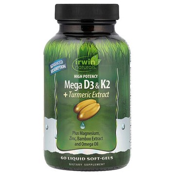 Irwin Naturals, 優效 Mega D3 + 姜黃提取物，60 粒液體軟膠囊