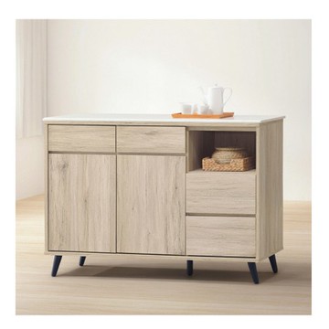 【MUNA 家居】寶雅橡木4尺石面餐櫃/碗碟櫃(154)