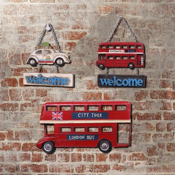 美式巴士壁掛復古汽車模型鐵皮畫創意壁飾酒吧店鋪客廳墻面裝飾